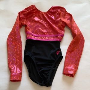 GK Fiesta Pink/Black Gymnastics Leotard NWT, AXS